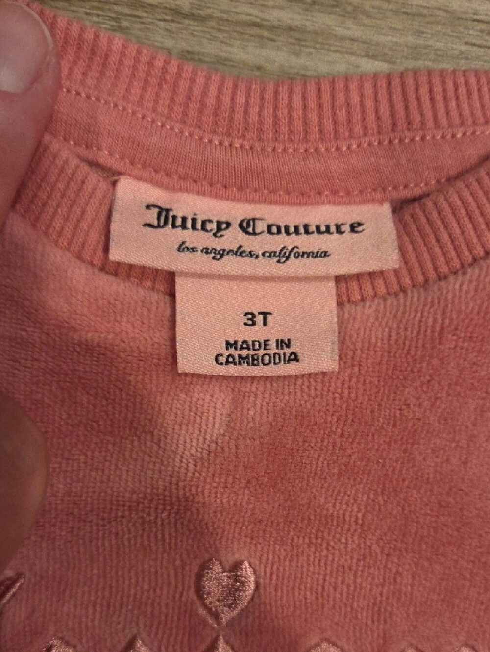 💜Juicy Couture Toddler Girls Dusty Pink Velour Logo Sweatshirt Crewneck Size 3T - Picture 3 of 5